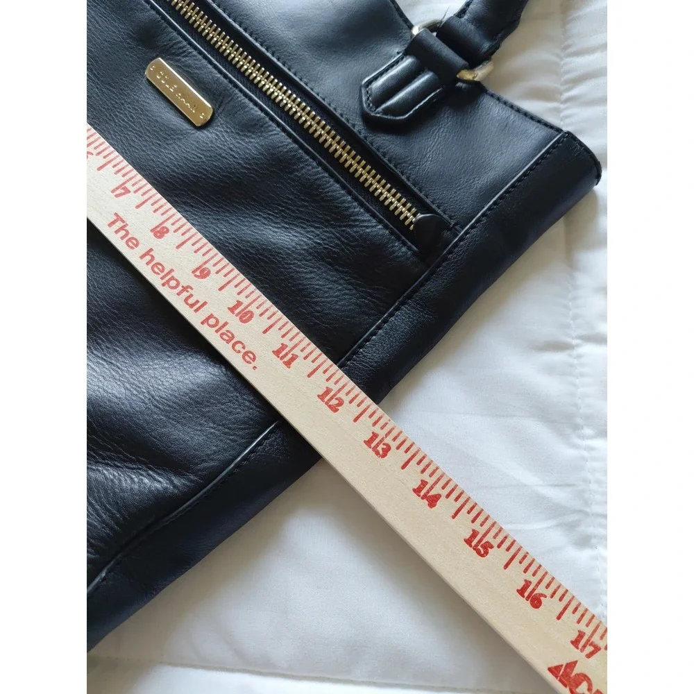 Cole Haan Black Leather Top Handle Satchel Shoulder Bag Large